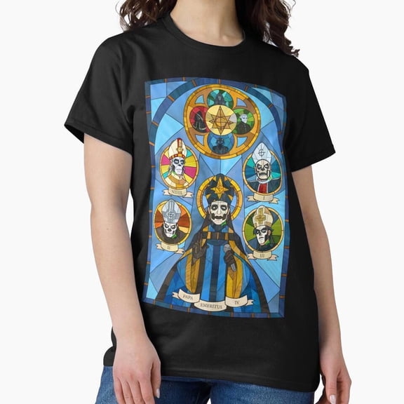 Ghost Band Papas Stained Glass Window Art Rock Fan H23907 T-Shirt, for Men and Women, Up to Size 5XL