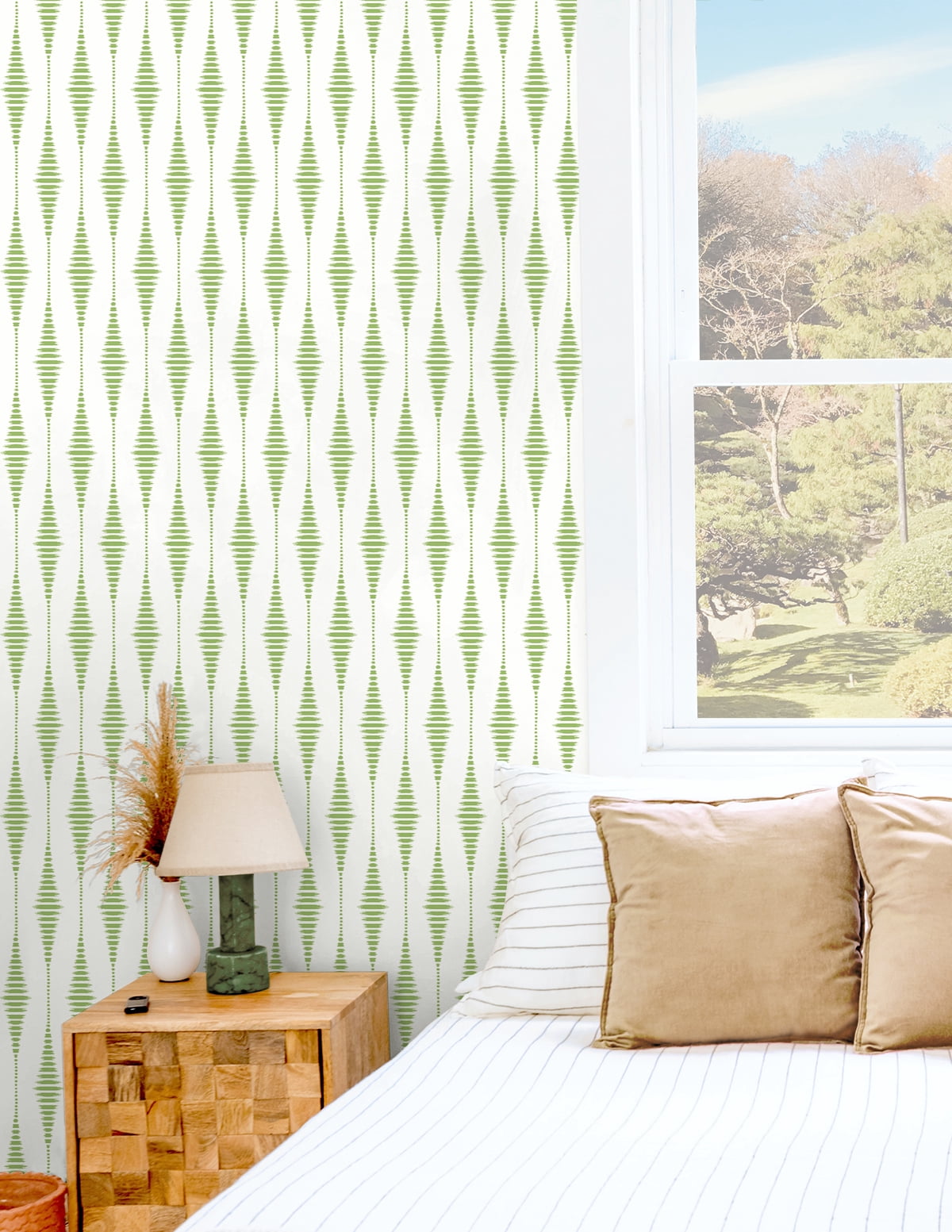 Seabrook Designs  Striped Ikat Peel and Stick Wallpaper 27 in. W x 18 ft. L - Macaw Green