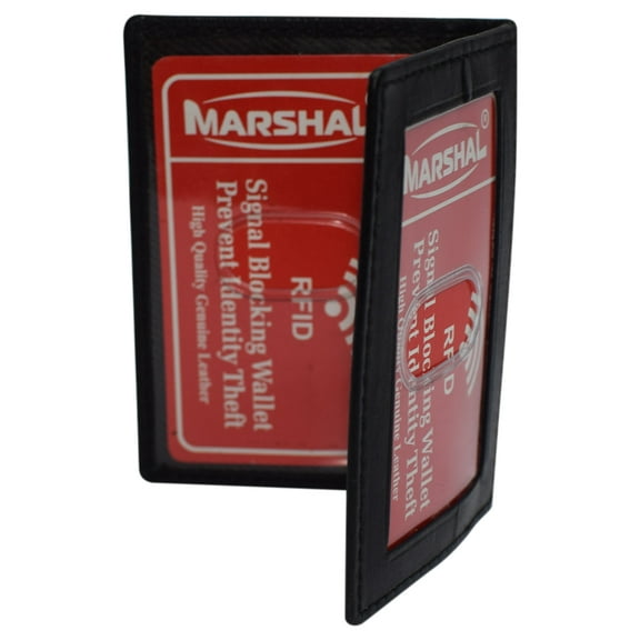 RFID Blocking Slim Thin Leather Credit Card Triple ID Window Mini Wallet Bifold Driver License Safe