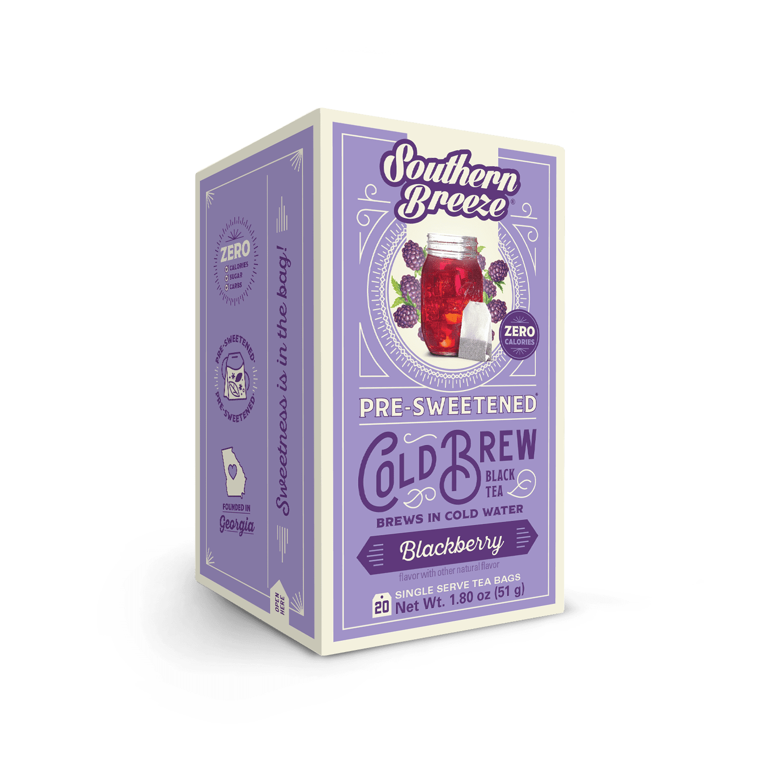 Southern Breeze Sugar Free Cold Brew Blackberry Sweet Tea, 20 Count Tea Bags
