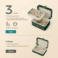 thumbnail image 4 of Nordic Hygge 2-Layer Portable Travel Jewelry Case, Retro Green Luxe Organizer, 4 of 9
