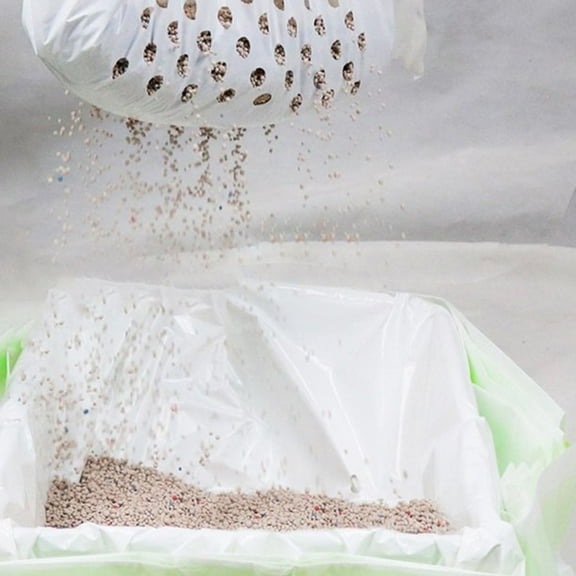 XUYAN Sifting Cat Litter Bags Jumbo Thick Cat Litter Box Liners with Holes Disposable Extra Large Cat Pan Liners with Drawstring Scratch Resistant Quick Clean for Kitty Litter Box,17.99x37.01inch