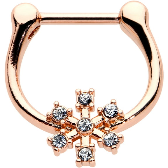 Body Candy Womens 16G PVD Surgical Steel Septum Jewelry Snowflake Daith Tragus Cartilage Clicker 5/16