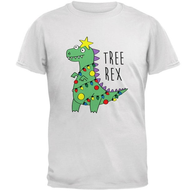 Old Glory Christmas Tree Rex TRex Funny Dinosaur Mens T Shirt White