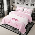thumbnail image 3 of Manfei Kawaii Damask Bow Twin Quilt Set 2 Pieces,Dreamy Princess Twin Coverlet Set,1 Bedspread and 1 Pillowcase, 3 of 7