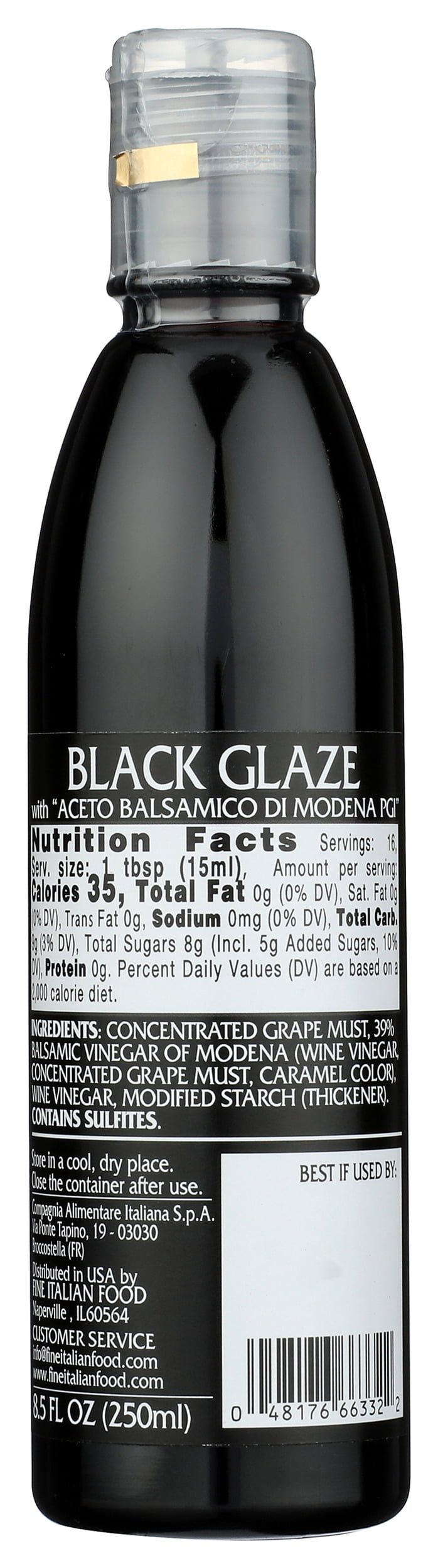 Pack of 6, Mantova Black Glaze Balsamic Vinegar, 8.5 fl oz