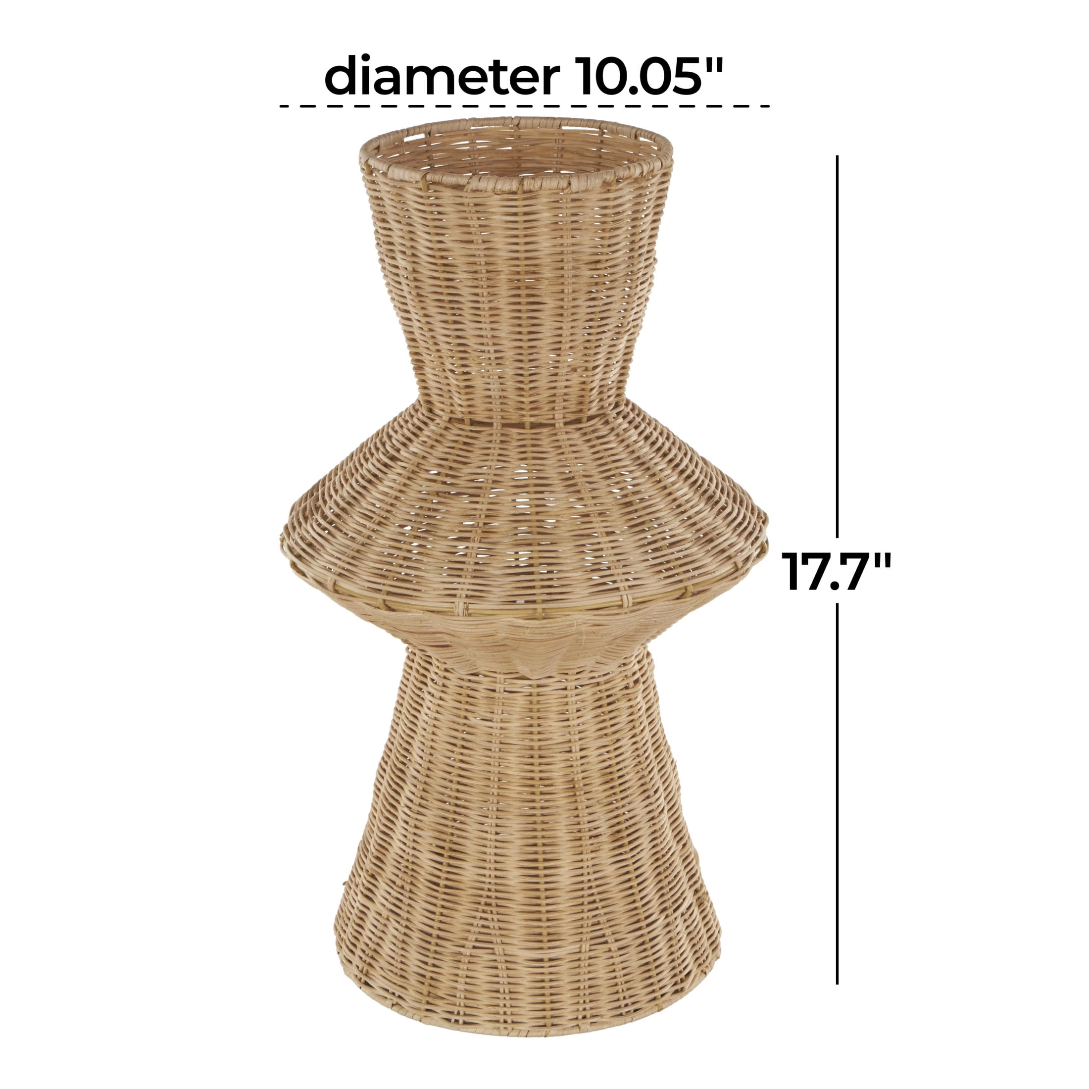 DecMode 18" Handmade Woven Tapered Fluted Brown Rattan Vase