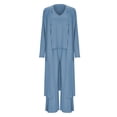 thumbnail image 4 of BYHONG Womens Fall Fashion 2024 European and Fashion Loose Women's Three Piece Set: V Neck Suspender + Straight Tube Trousers + Long Cardigan Blue XL, 4 of 5