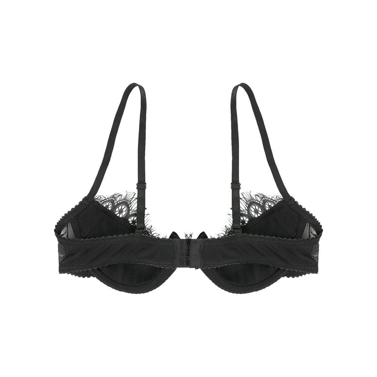YEAHDOR Womens Sheer Lace 1/4 Cups Bra See Through Push Up