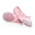 thumbnail image 3 of Suela antideslizante, lona duradera, diseño transpirable, perfecto para danza y gimnasia, talla 28 EU, zapatillas de ballet flexibles rosas para niñas, 3 of 8