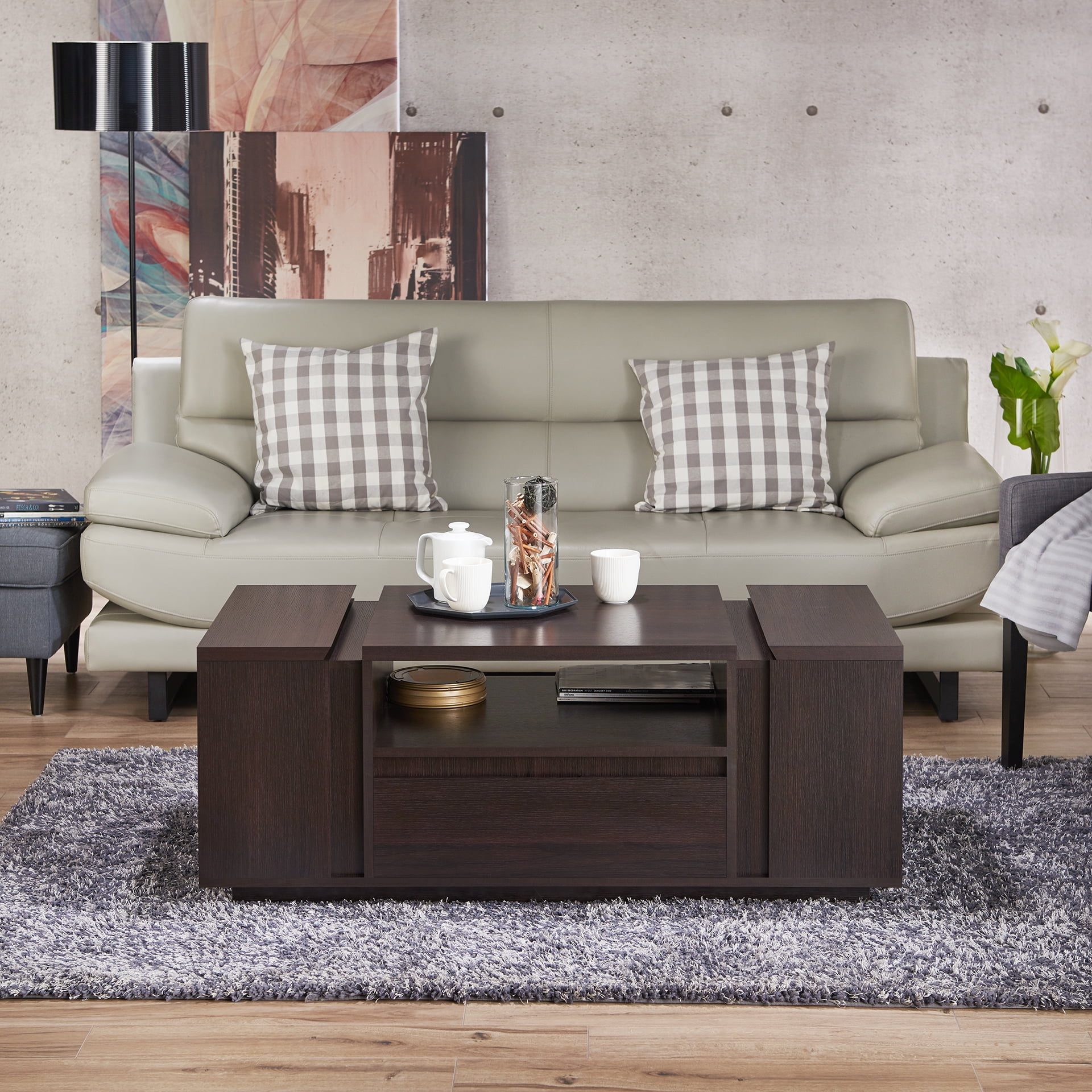 Furniture of America Fripper MultiStorage Coffee Table, Espresso