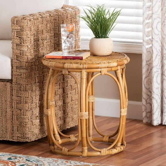 bali & pari Jayana Boho End Table, Light Honey