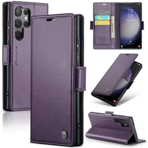 Jiahe Cover for Samsung Galaxy A53 5G, Wallet Case with Card Holder Stand,with RFID Blocking Hybrid Shockproof Magnetic Clasp Flip Leather Full Body Protection Case Cover, purple