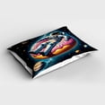 thumbnail image 2 of Ambesonne Funny Astronaut Pillow Sham, Spaceman on Donut, 26" X 20", Petrol Blue Pink Orange, 2 of 2