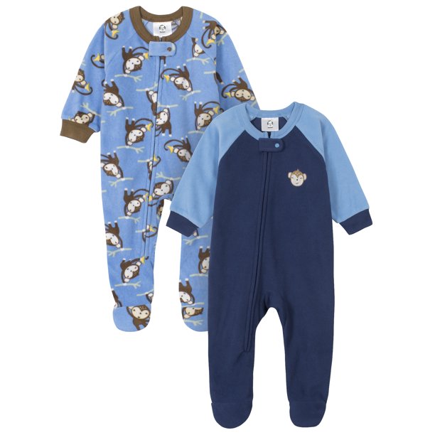 Gerber Baby & Toddler Boy Microfleece Blanket Sleeper Pajamas, 2Pack, Sizes 0/3M5T