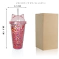 thumbnail image 3 of Vaso Glitter con Popote y Tapa con Orejas de Gato Gatito Rosa HappyWare Glitter Rosa, 3 of 3