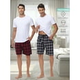 thumbnail image 5 of Xidunhg Men's 3-Pack Woven Pajama Shorts 100% Cotton Plaid Sleep Lounge Shorts with Button Fly M, 5 of 10