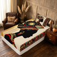 thumbnail image 5 of Manfei African Tribal Aztec Twin Sheets, Black Girl Bedding, Black Red Teal Gold, Black Reversible 3pcs1 Flat Sheet + 1 Fitted Sheet + 1 Pillowcase, 5 of 6