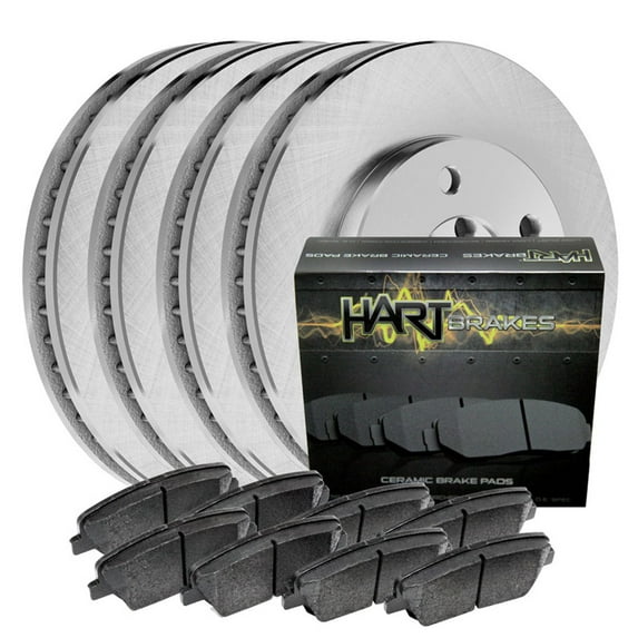 Hart Brakes Front Rear Brakes and Rotors Kit |Front Rear Brake Pads| Brake Rotors and Pads| Semi Metallic Brake Pads and Rotors |fits 2004-2005 Pontiac Bonneville