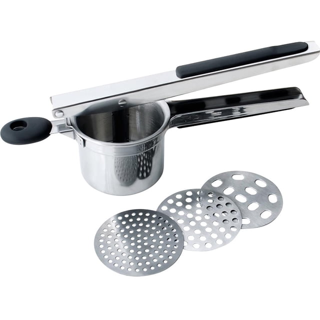 Triturador De Patatas De Mano Para Cocina, Exprimidor Manual De Frutas, Exprimidor De Verduras De Ahorro De Mano De Obra, Herramienta De Trituración De Patatas De Acero Inoxidable Con 3 Mallas Scienceny HA019690-00