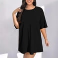 thumbnail image 1 of Robes Grande Taille, Robe Décontractée à Col Rond pour Femme de Couleur Unie, Tissu Doux en Fibre de Protéine de Lait pour le Confort, 1 of 7