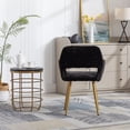 thumbnail image 4 of KCC Dining Chair Faux fur Side Chair Modern Padded Armchair Fluffy Accent Chair with Golden Metal Leg for Living Room Dining Room Bedroom, Black, 4 of 6