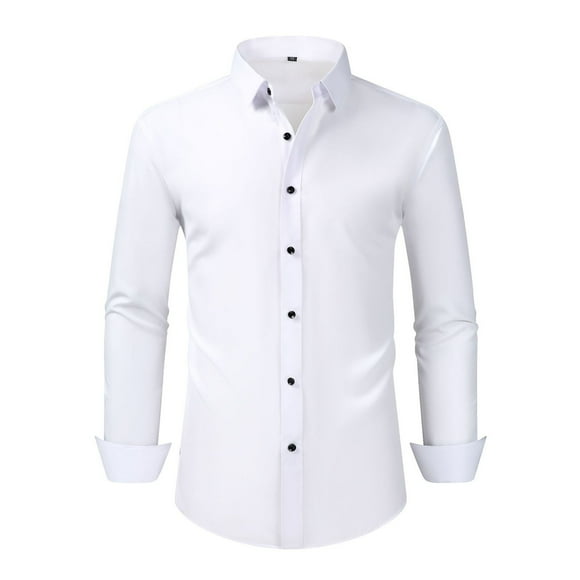 Taqqpue Mens Dress Shirts Long Sleeve Button Down Shirt Solid Slim Fit Fashion Collared Business Work Wedding Formal Shirts