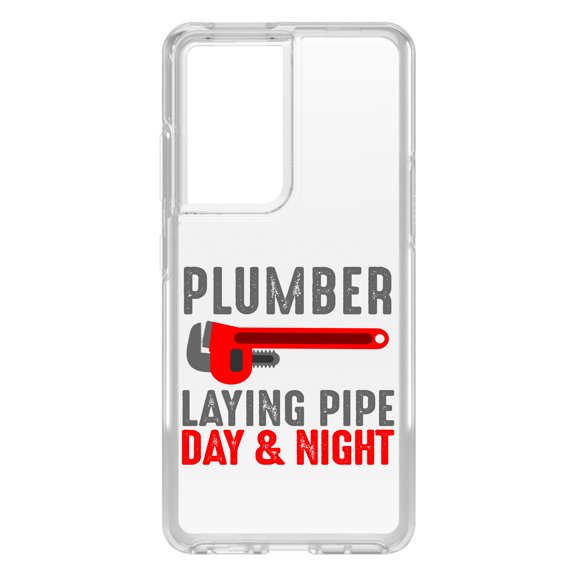 DistinctInk Clear Hybrid Case for Samsung Galaxy S21 Ultra (6.8" Screen) - Laying Pipe Day & Night - Raised Bezel Screen Guard