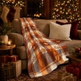 thumbnail image 3 of Rustic Pumpkin Maple Leaf Harvest Patchwork Living Room, Cozy Festive Scene, Warm Flannel Blanket for Living Room and Family Room, Art Lovers Thanksgiving Gift, Festive Home Decor, 3 of 9