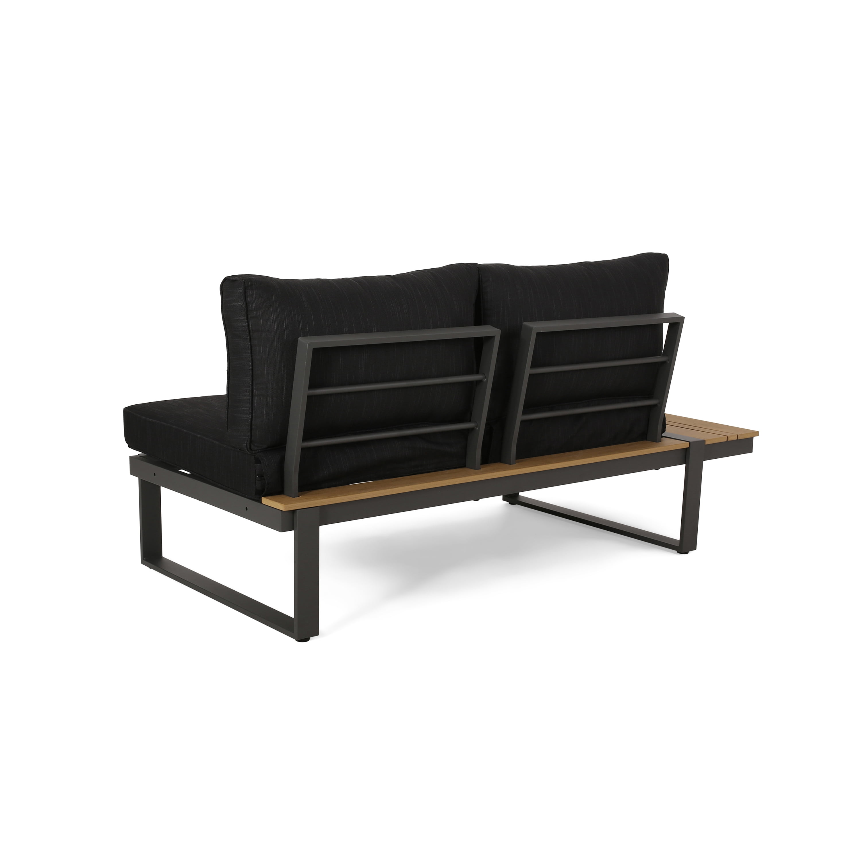 Outdoor Left Arm Combined Sofa Seat, Aluminum Frame Splicing Leisure Couch for Patio Garden, Dark Gray