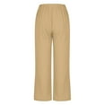 thumbnail image 4 of CLOISE Womens Pants Cotton Linen Pants Mid Rise Straight Leg Pants Pull On Lounge Pants Drawstring Elastic Waist Pants Solid Comfy Pants Casual Fashion Khaki, 4 of 7