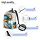 thumbnail image 3 of Disketp Cute Sunflower Blue Duck print Canvas Backpack Lightweight Travel Daypack Student Rucksack Laptop Backpack-Medium, 3 of 5
