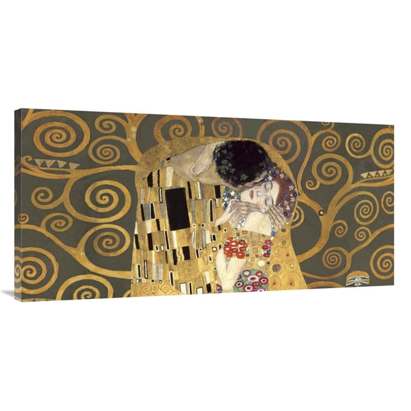 Global Gallery's 'The Kiss, detail (Grey variation)' by Gustav Klimt Stretched Canvas Wall Art