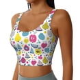thumbnail image 2 of Fotbe Doodle Fruits Pattern Womens' Sports Bra Longline Wirefree Padded with Medium Support Sports Moisture-Wicking Workou Vest,Tank Top-Small, 2 of 6