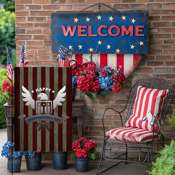 Aodebiao Patriotic God Bless America 4th of July Garden Flag 12 x 18 Inch Vertical Double Sided Blue Red Star Independence Day Memorial Day Yard Outside Décor