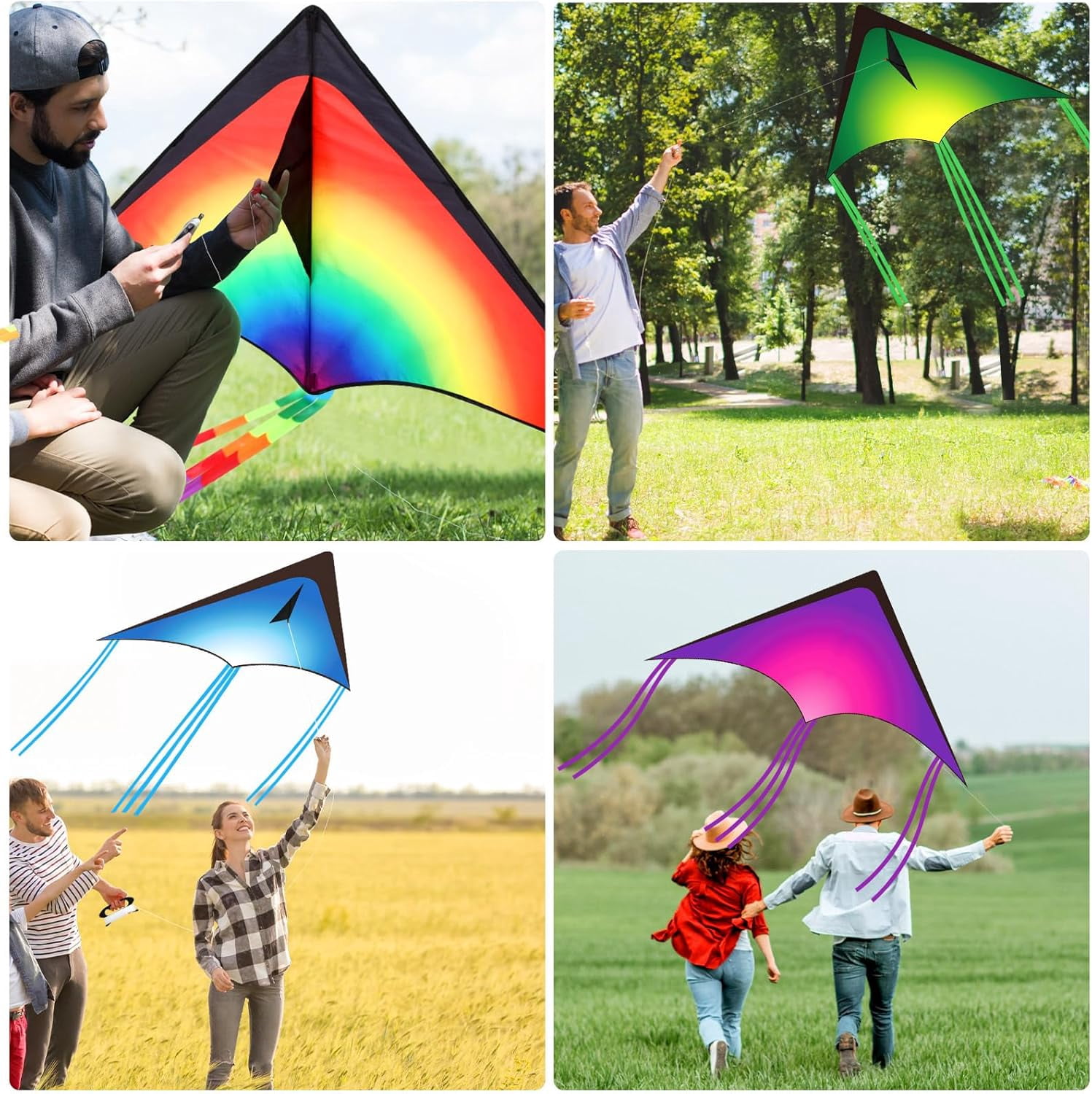 Large Delta Kites for Adults Easy to Fly 57.1 Inch with 328.1 ft String Rainbow Beach Delta Kites for Beginner Outdoor Supplies(Novel)
