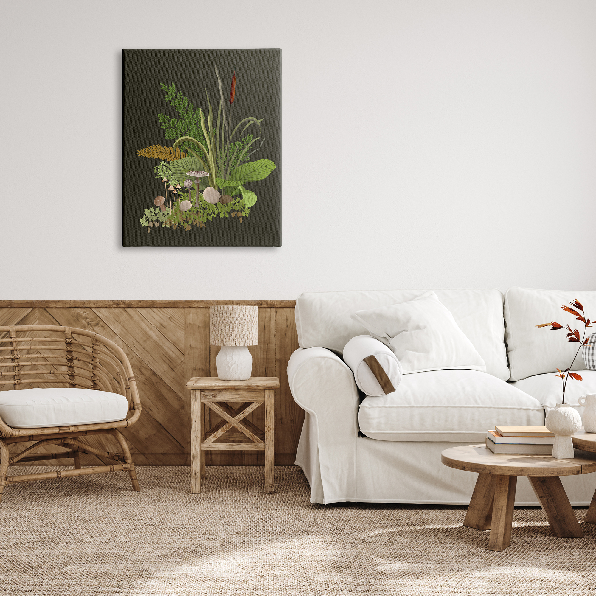 Stupell Industries Natural Forest Floor Botanical Arrangement Mixed Mushrooms Ferns Graphic Art Gallery Wrapped Canvas Print Wall Art, Design by House of Rose