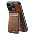 thumbnail image 4 of ShellTech Compatible with iPhone 16 Pro Wallet Case, Magnetic 2 in 1 Detachable Card Holder Case, Vintage Leather RFID Blocking Flip Kickstand Case for Men Women,Brown, 4 of 15