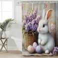 thumbnail image 2 of Extra Long Shower Curtain 72x84 Inch, Easter Spring Shower Curtain Waterproof Bathroom Decor Cute Bunny Eggs Purple Lavender Farmhouse Fabric Bath Curtain Set Accessories with Hooks, 2 of 6