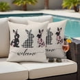 thumbnail image 5 of Rabbit Pillow Covers 2 Pack Floral Plaid Bunny Pillowcase Waterproof Outdoor Throw Pillow Cover for Patio Garden Square Cushion 18”x18”, 5 of 9