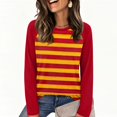 thumbnail image 2 of Long Sleeve Shirts for Women Crewneck Tops Fall Clothes 2026 Winter Clothing Dressy Casual Striped Tshirts Red XL, 2 of 5