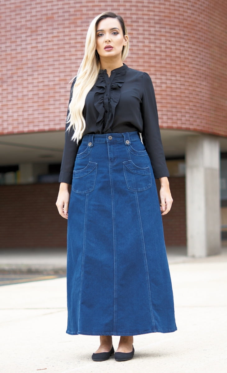 womens long denim skirt