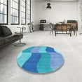 thumbnail image 4 of Ahgly Company Machine Washable Indoor Rectangle Transitional Blue Area Rugs, 2' x 5', 4 of 7