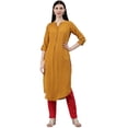 thumbnail image 1 of eloria Women's Solid Thread Work Pathani Kurta Calf Length Dress, 1 of 7
