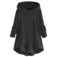 thumbnail image 1 of Mrat Mignonnes Chandails à Capuchon pour Adolescentes Mode Hiver Chandail Col Rond Manches Longues Blouse à Capuche Zippée Chandail en Molleton Femmes P-67 Noir 4TG, 1 of 5