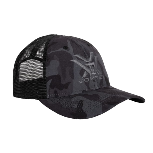 Gorra negra de camuflaje con el logotipo de Vortex Optics de Hat