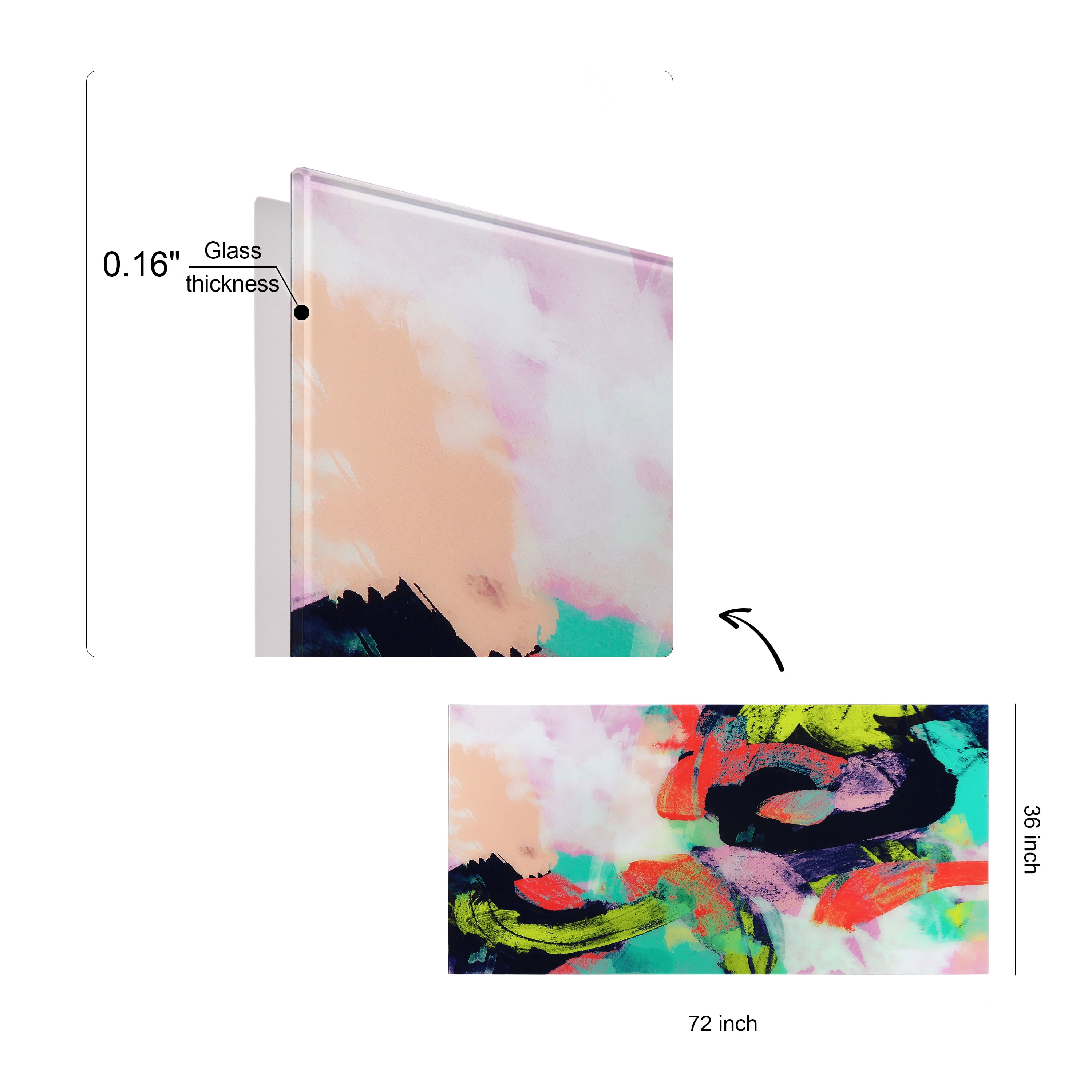 Empire Art Direct Colorful Frameless Free Floating Tempered Glass Panel Graphic Wall Art, 72" x 36", Ready to Hang