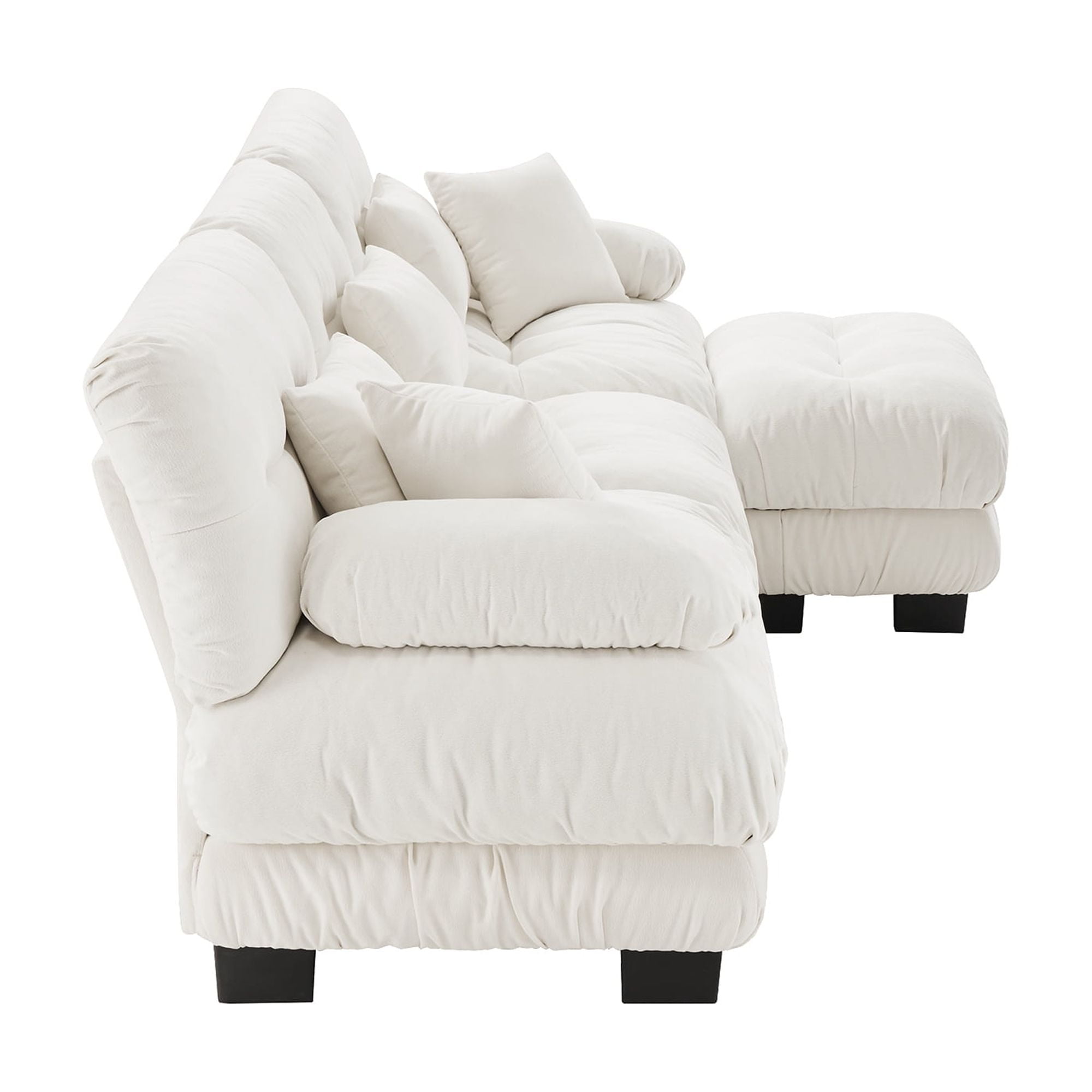 Gewnee Luxury Chenille Deep Seat White Modular Sectional Sofa Couch with Convertible Ottoman,Couch,Oversized L Shaped Cloud Couch for Living Room
