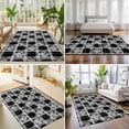 thumbnail image 4 of Area Rugs 5'x7', Grey Geometric Carpet Runner Indoor Outdoor Rugs Home Decor Aesthetic, Black White Boho Non Slip Mats Washable Accent Rug for Living Room Bedroom, 4 of 8