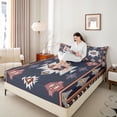 thumbnail image 4 of Homewish Hippie Aztec Female Twin Sheet Sets, Vintage Western Navy Triangle Twin Fitted Sheet, Bohemian Mandala Theme Flat Sheet, Ultra Soft Bedroom Decor, 3-Piece, 4 of 7